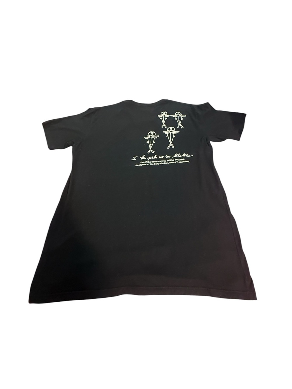 Black Short-Sleeve Graphic Tee with White Back Print